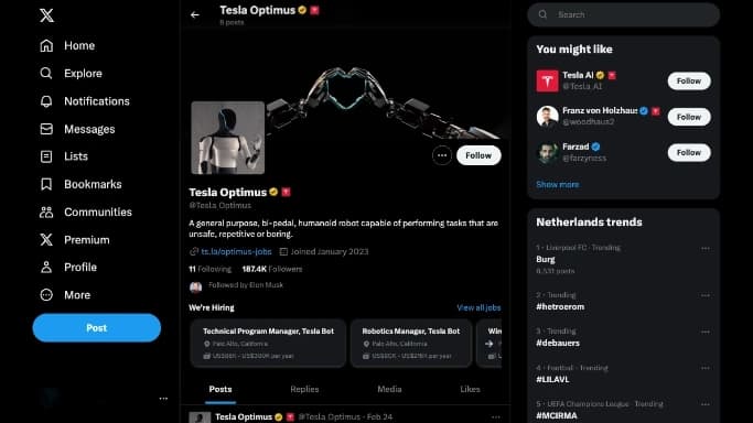 Tesla Optimus — платная нейросеть undefined, в робототехнике и различных устройствах. Бесплатная версия с ограниченным функционалом, есть платные тарифы.