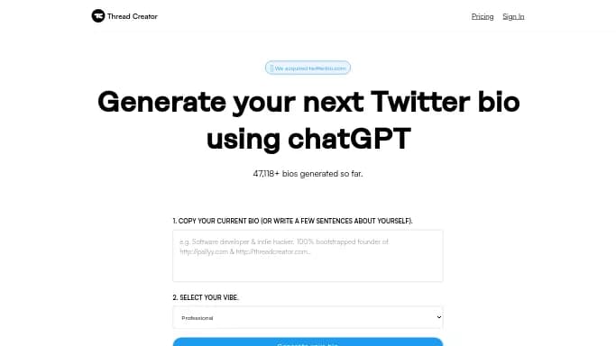 TwitterBio — бесплатная нейросеть для SMM.