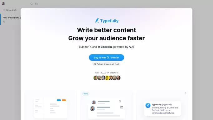 Typefully — бесплатная нейросеть для SMM. Бесплатная версия с ограниченным функционалом, есть платные тарифы.