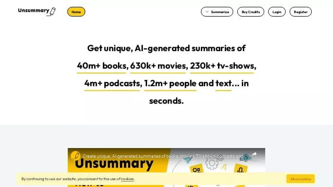 Unsummary — платная нейросеть для суммаризации текста, для повышения продуктивности, для помощи в образовании. Бесплатная версия с ограниченным функционалом, есть платные тарифы.