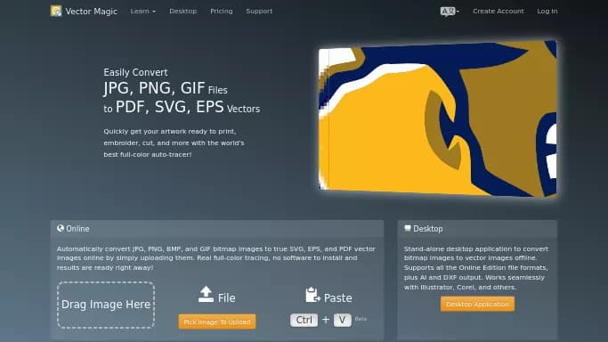 Vector Magic — бесплатная нейросеть для редактирования изображений. Бесплатная версия с ограниченным функционалом, есть платные тарифы.
