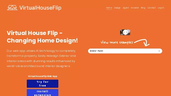 Virtual House Flip — бесплатная нейросеть в сфере недвижимости и архитектуры, для дизайна. Бесплатная версия с ограниченным функционалом, есть платные тарифы.