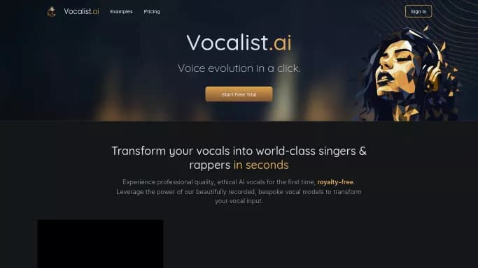 Vocalist.ai — бесплатная нейросеть для редактирования аудио, для создания музыки.