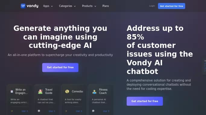 Vondy AI — бесплатная нейросеть для повышения продуктивности. Бесплатная версия с ограниченным функционалом, есть платные тарифы.