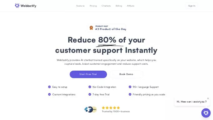 Webbotify — бесплатная нейросеть для маркетинга, — чат-бот. Бесплатная версия с ограниченным функционалом, есть платные тарифы.