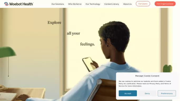 Woebot Health — бесплатная нейросеть и ассистивные технологии, в медицине, для повышения продуктивности.