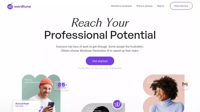 WordTune — бесплатная нейросеть для копирайтинга. Бесплатная версия с ограниченным функционалом, есть платные тарифы.