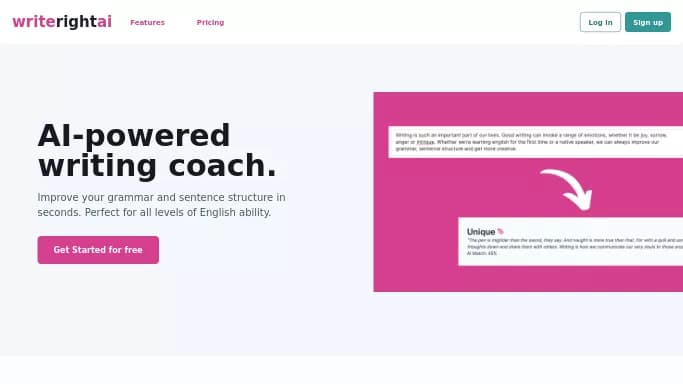 WriterightAI — бесплатная нейросеть для помощи в образовании. Бесплатная версия с ограниченным функционалом, есть платные тарифы.
