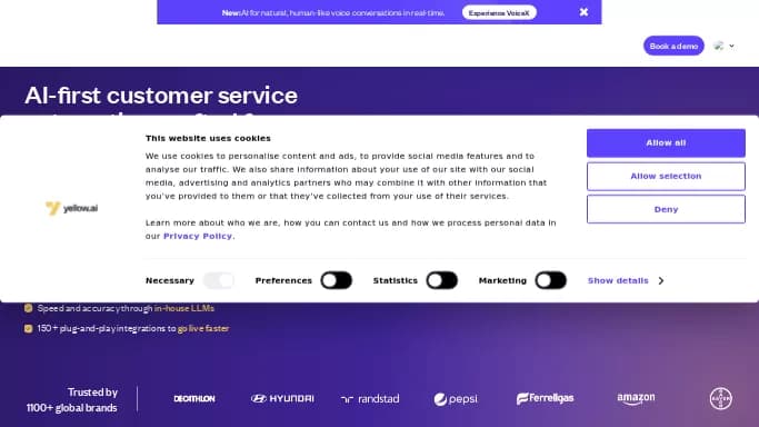 Yellow.ai — платная нейросеть — чат-бот, для маркетинга.
