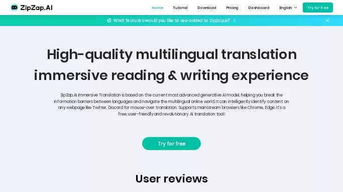 ZipZap — бесплатная нейросеть для перевода, для помощи в образовании, для путешествий. Бесплатная версия с ограниченным функционалом, есть платные тарифы.