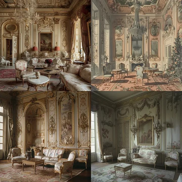 Рококо. Изображение, созданное нейросетью Midjourney V6