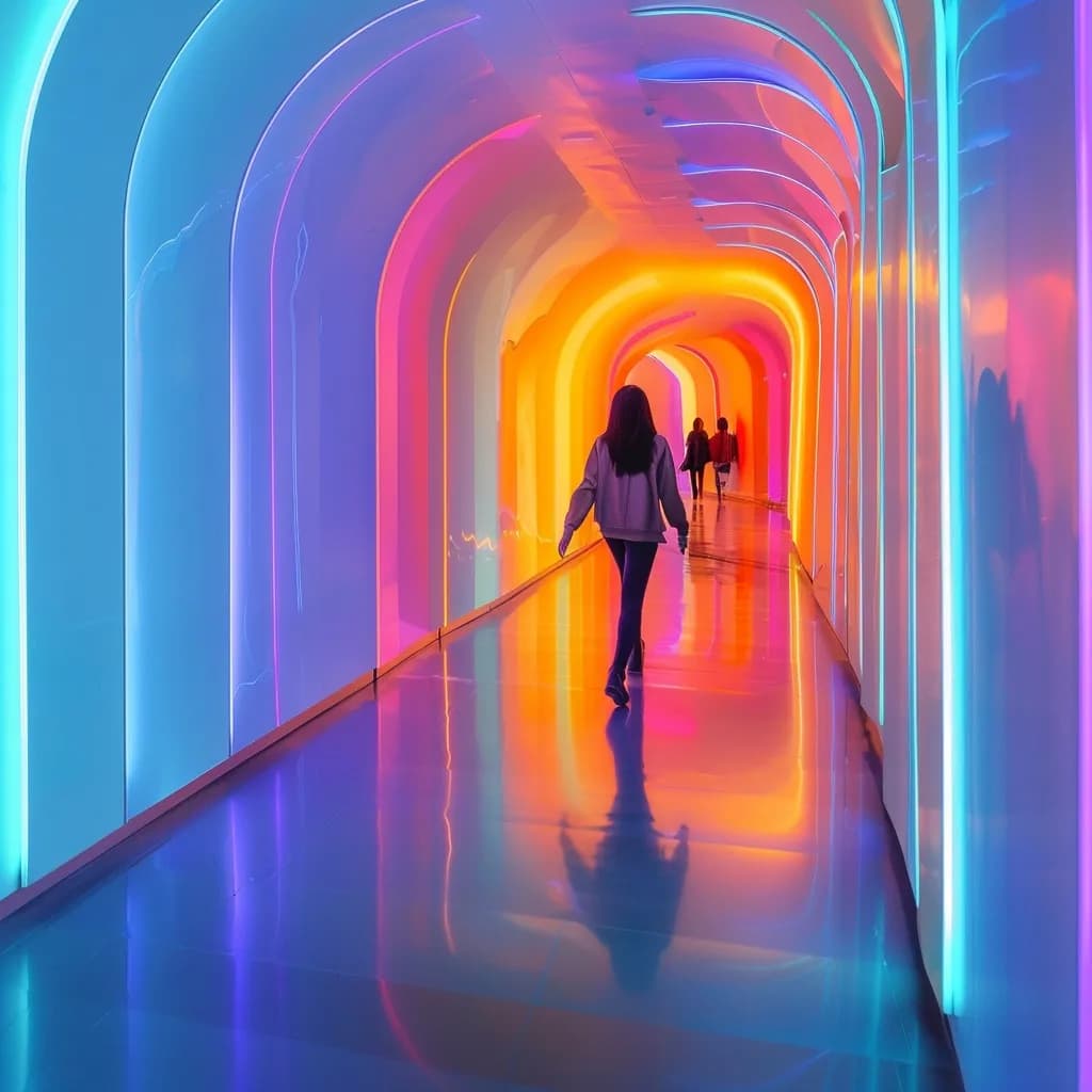 Неоновый импрессионизм. Изображение, созданное нейросетью Midjourney V6