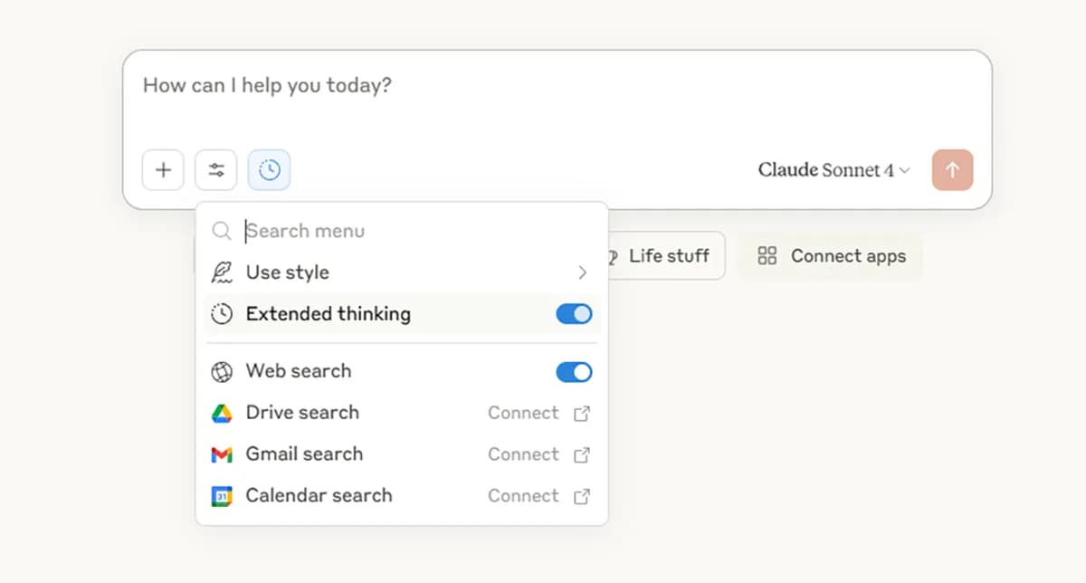 Расширенное мышление в чат-приложении Claude 4