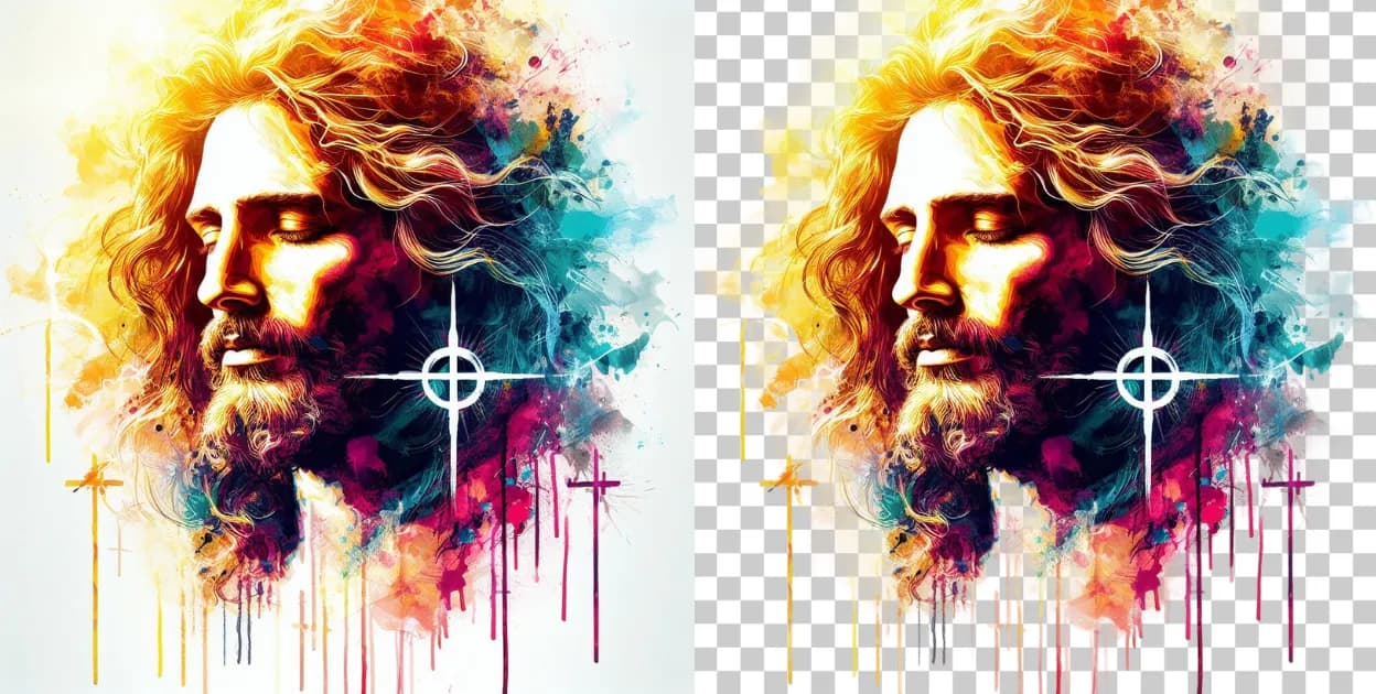 Это изображение, которое содержит акварельные краски. Обычно другие сервисы не справляются с удалением фона, содержащего акварельные краски