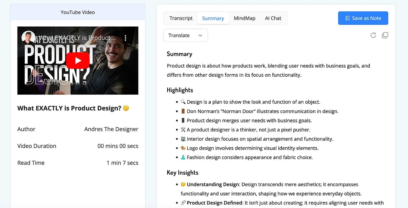 NoteGPT подводит итоги видеоролика на Youtube
