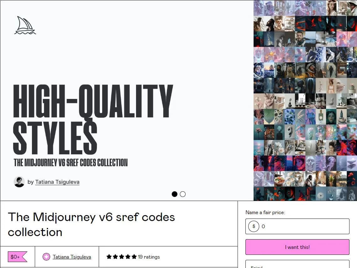 Коллекция Татьяны Цигулевой.Референсы кодов для Midjourney