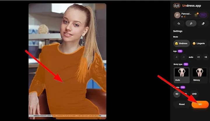 Нейросеть Undress App раздевает девушку